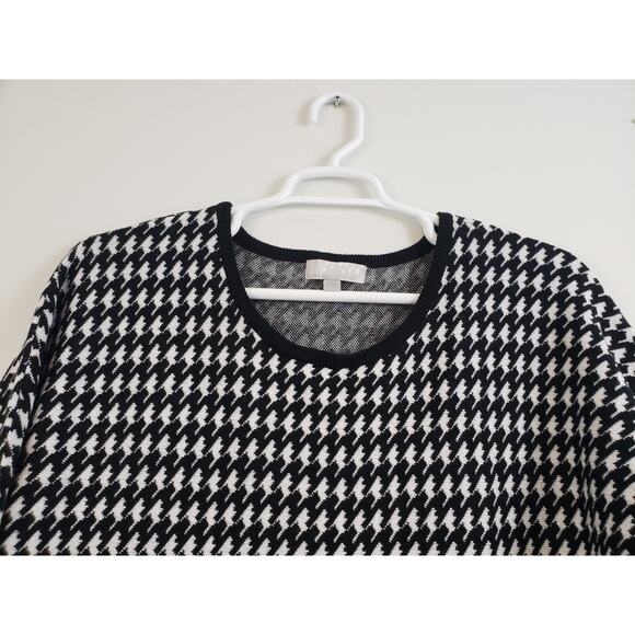 (N5) Y2K Carolyn Taylor Womens Sweater Size XL Dolman Houndstooth Pullover Black - Picture 2 of 8
